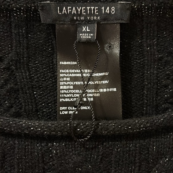 Lafayette 148 Black Knit Sweater - new w/o tag - size XL - cashmere blend - Picture 2 of 6
